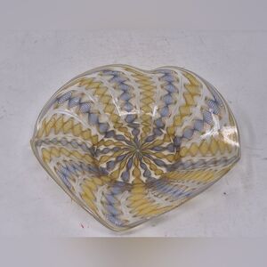 Murano? Art Glass Dish With Ruffled Edge